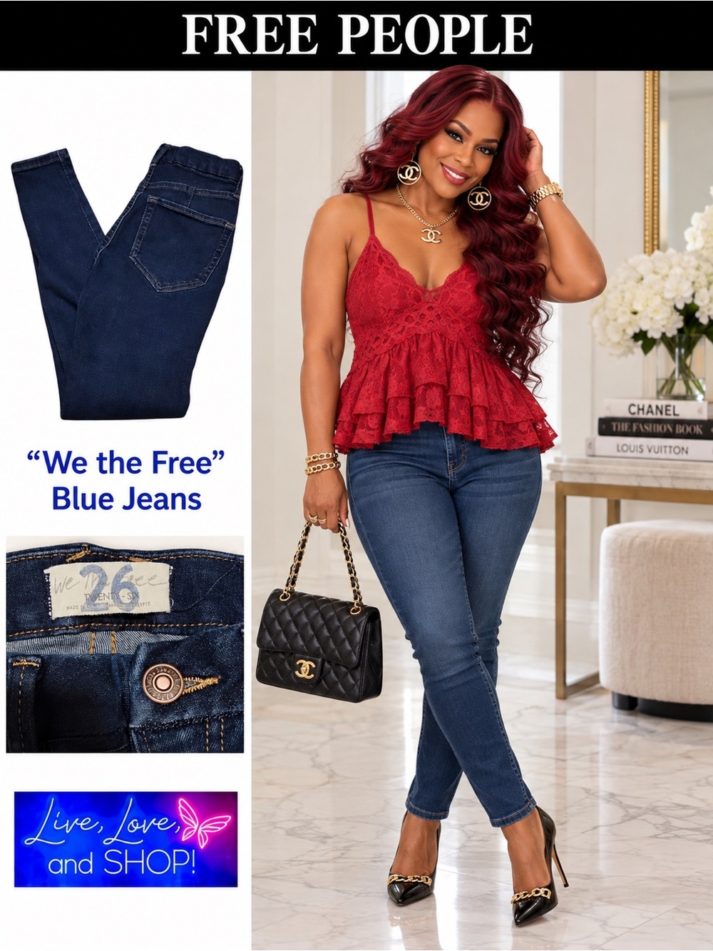FREE PEOPLE “We the Free” Blue Jeans, NWOT